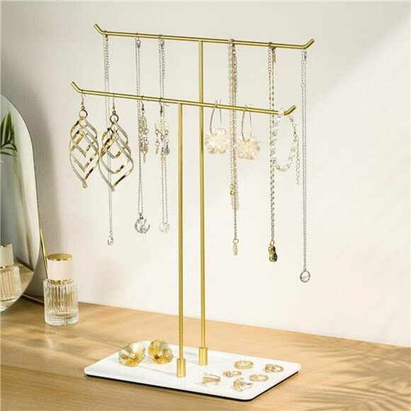 Necklace Stand Jewelry Organizer Gold Metal Necklace Holder Display for Home Dec - Picture 7 of 8